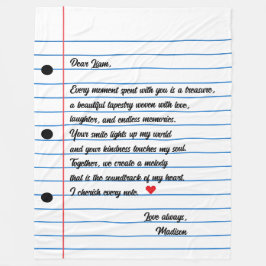 Manta Polar Letra de papel en blanco guión nota de amor