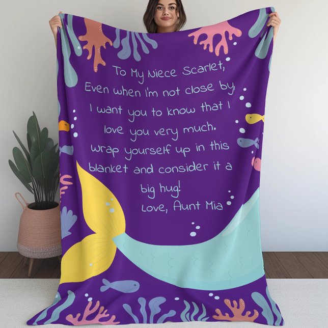 Manta Polar Letra de pescado y arrecife de la escena submarina (Mermaid Tail Underwater Scene Reef and Fish Letter Fleece Blanket (L))