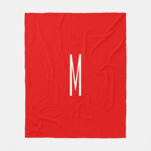 Manta Polar Letra inicial monograma estilo moderno rojo blanco