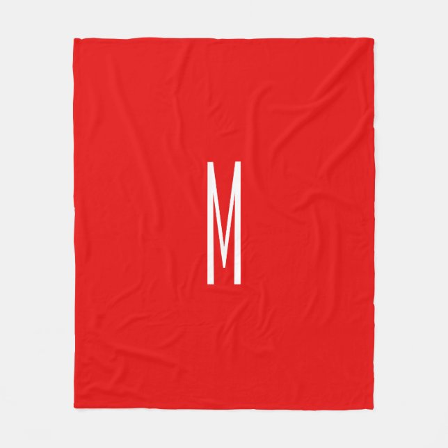 Manta Polar Letra inicial monograma estilo moderno rojo blanco (Anverso)