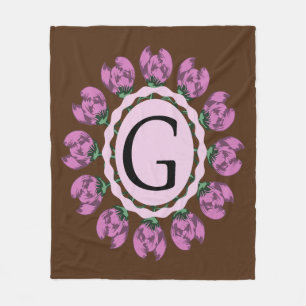 Manta Polar Letra mayúscula G monograma floral