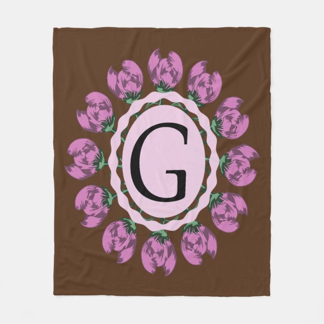 Manta Polar Letra mayúscula G monograma floral (Anverso)