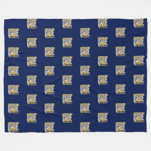 Manta Polar Letra medieval azul y marfil rojo iluminada A