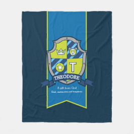 Manta Polar Letra teodore T name que significa oso verde azul