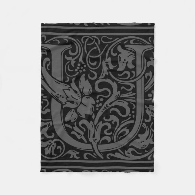 Manta Polar Letra U Monograma medieval Art Nouveau (Anverso)
