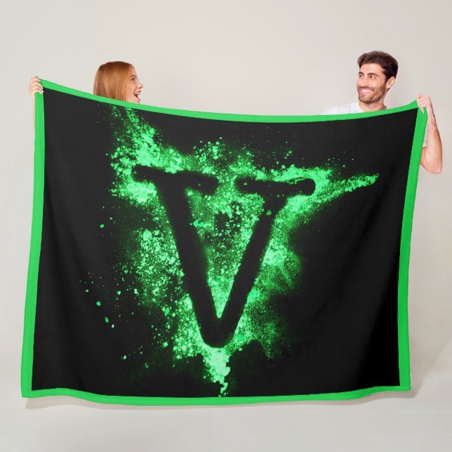 Manta Polar Letra V alfabeto de mayúscula verde (In situ)