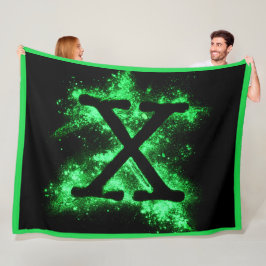 Manta Polar Letra X mayúscula verde alfabeto