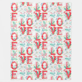 Manta Polar Letras de amor floral - Patrón sin foco 1