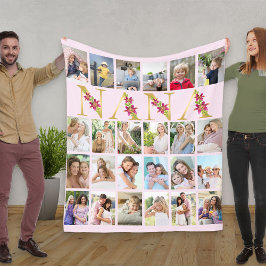 Manta Polar Letras florales Nana 24 Collage de fotos vertical 