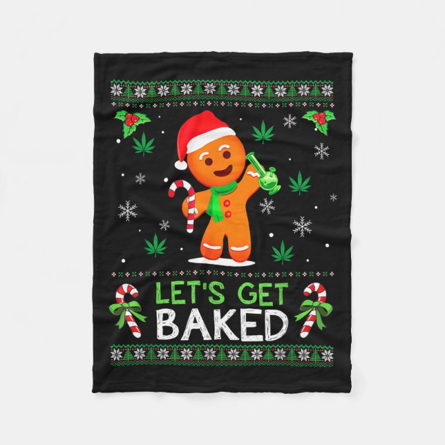Manta Polar Lets Get Baked Ugly Sweater Weed Christmas Xmas  (Anverso)