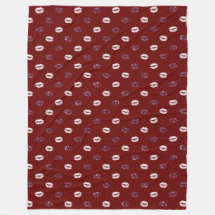 Manta Polar Levantamientos de besos blancos del Purpurina Rojo