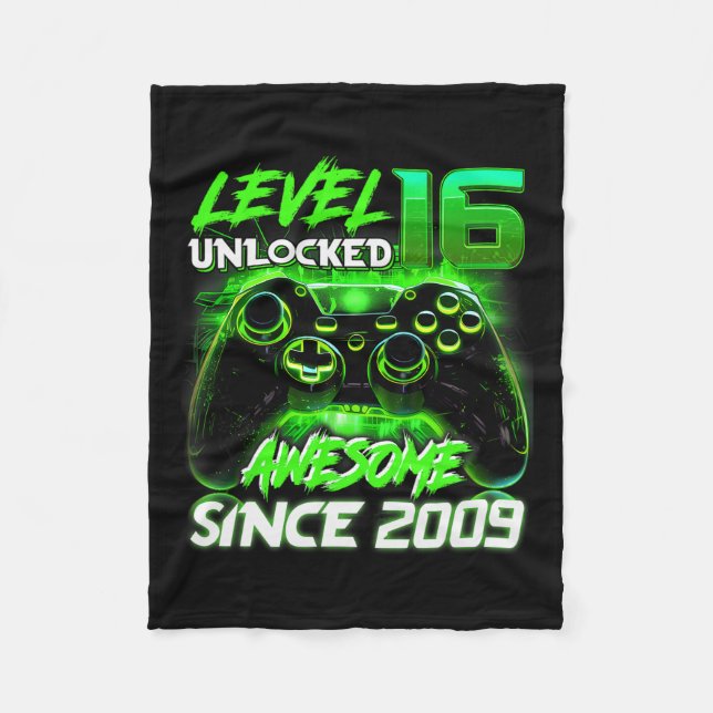 Manta Polar Level 16 Unlocked Shirt Funny Video Gamer 16th Bir (Anverso)