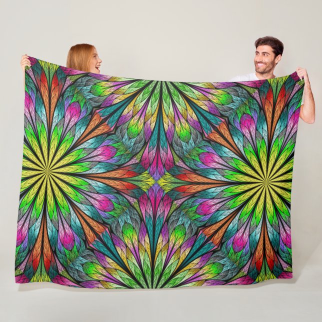 Manta Polar Lg Floral Fractal Fleece Blanket (In situ)