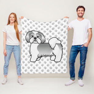 Manta Polar Lhasa Apso blanco y plateado perro de dibujos anim