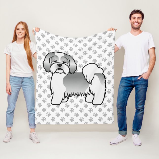 Manta Polar Lhasa Apso blanco y plateado perro de dibujos anim (In situ)