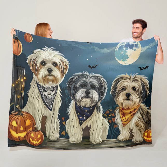 Manta Polar Lhasa Apso Halloween Spooky (In situ)