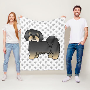 Manta Polar Lhasa Apso negro y bronceado perro de dibujos anim