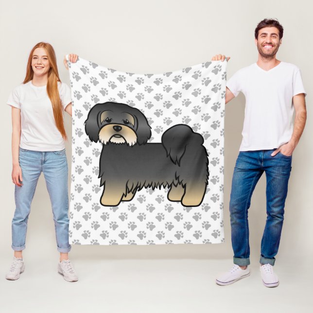 Manta Polar Lhasa Apso negro y bronceado perro de dibujos anim (In situ)