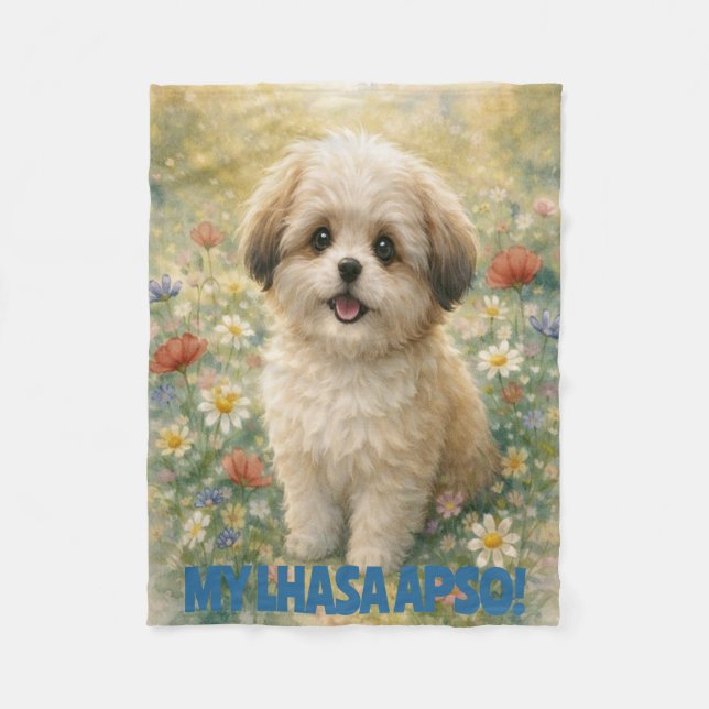Manta Polar Lhasa Apso Puppy Fleece Blanket (Anverso)