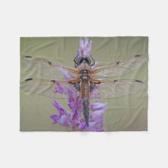 Manta Polar Libélula en la flor (Frente (Horizontal))