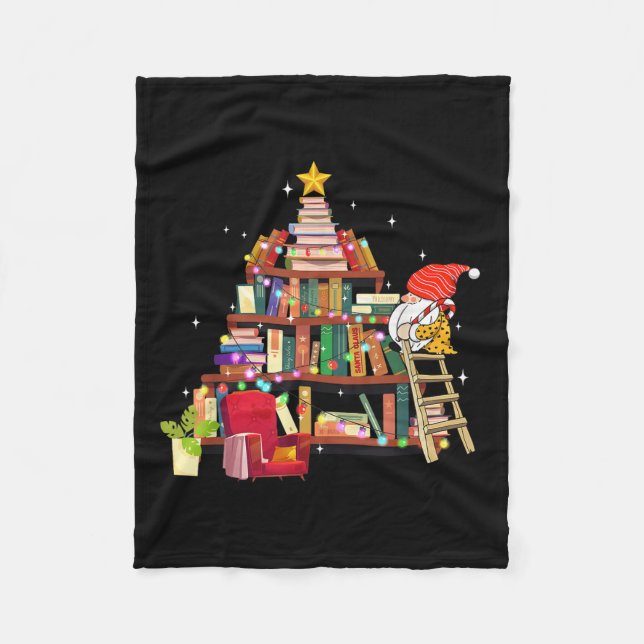 Manta Polar Librarian And Book Lover Christmas Library Tree Li (Anverso)
