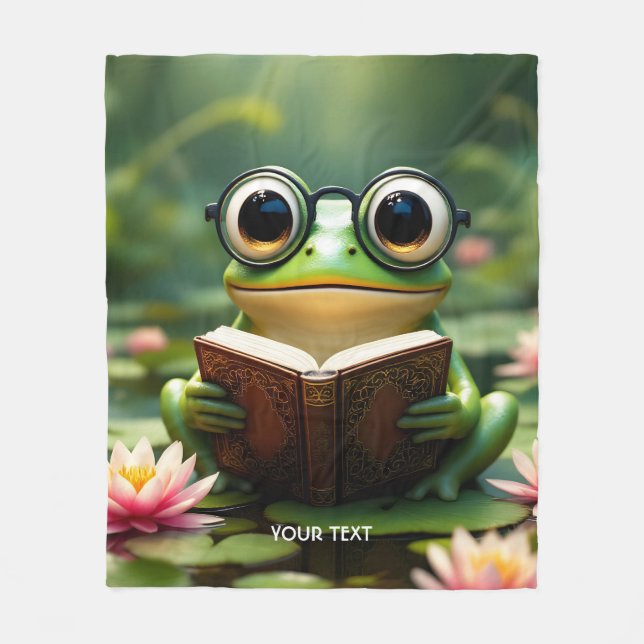 Manta Polar Libro de Gafas de Rana Cute Fantasy (Anverso)