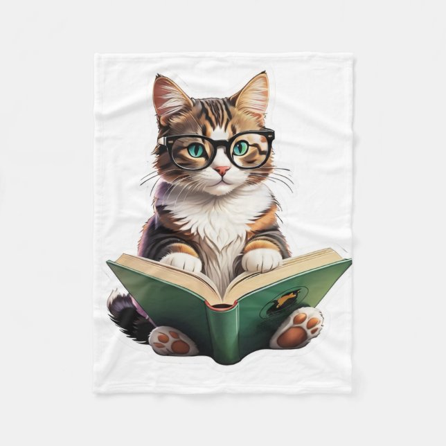 Manta Polar Libro de lectura de gatos (Anverso)