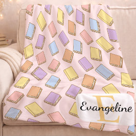 Manta Polar Libro Personalizado Pastel Estético Patrón Rosa