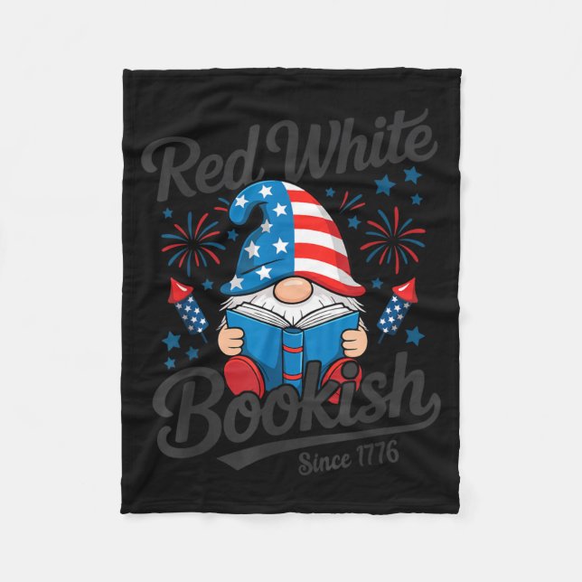 Manta Polar Libro Rojo Blanco Desde 1776 Lector Gnomo (Anverso)