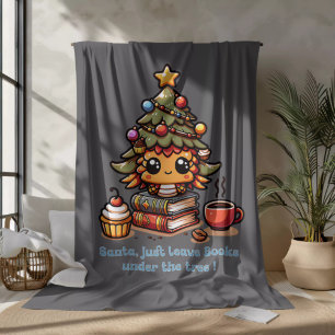 Manta Polar Libros bajo el árbol de Navidad kawaii - Divertido
