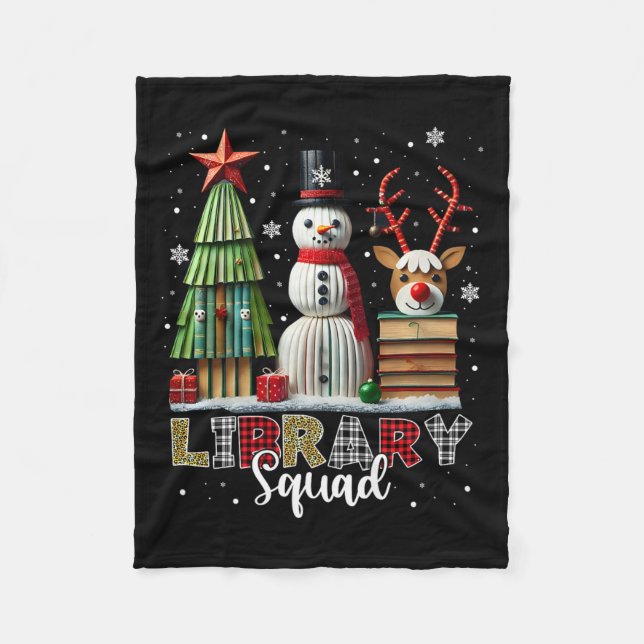 Manta Polar Libros bibliotecarios navidades árbol de navidad S (Anverso)