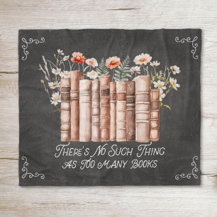 Manta Polar Libros con Flores y Cita en Pizarra Negra