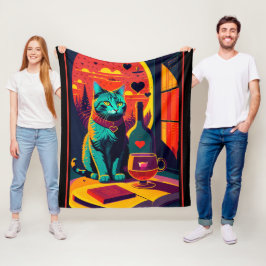 Manta Polar Libros De Gatos Y Vino Al Azar