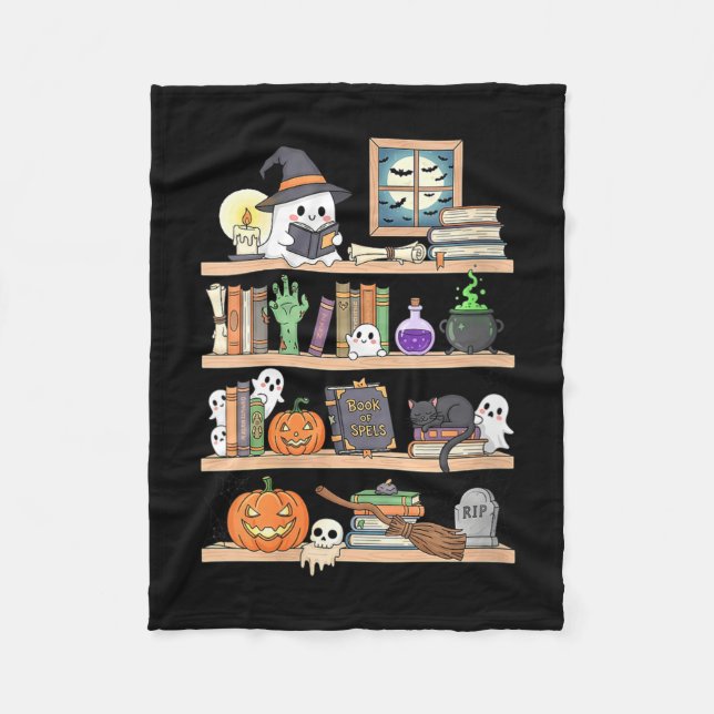 Manta Polar Libros de Halloween para mujeres fantasma  (Anverso)