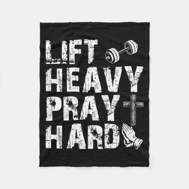 Manta Polar Lift Heavy Pray Hard Gym Workout Christian Gift On (Anverso)