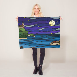 Manta Polar Lighthouse Seashore Under Night Sky Moon Stars