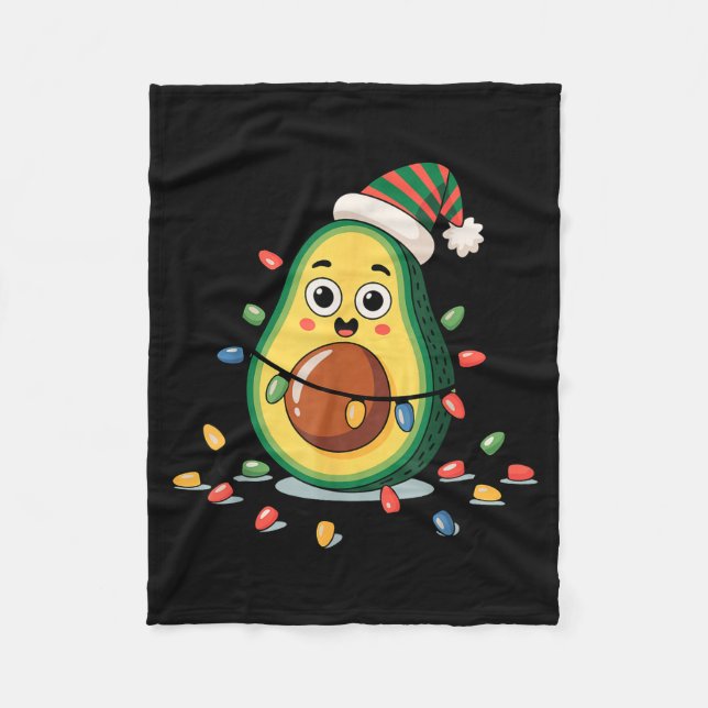 Manta Polar Lighting Avocado Ugly Christmas Sweater Guacamole  (Anverso)