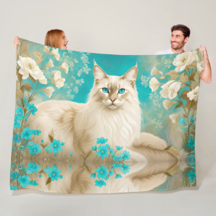 Manta Polar Lilac Lynx Point Arte Retrato Siamés