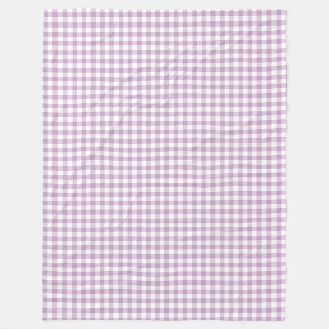 Manta Polar Lilac Púrpura y Blanco Pastel Gingham Checks (Anverso)