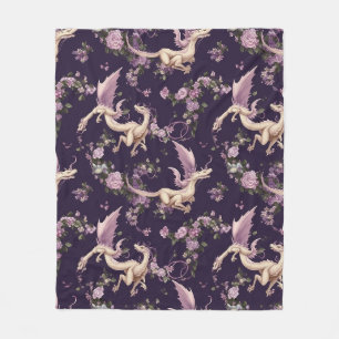Manta Polar Lilac, Rosas y dragones blancos Funda