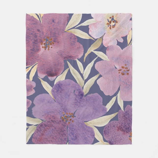 Manta Polar Lilacs on watercolor violet background (Anverso)