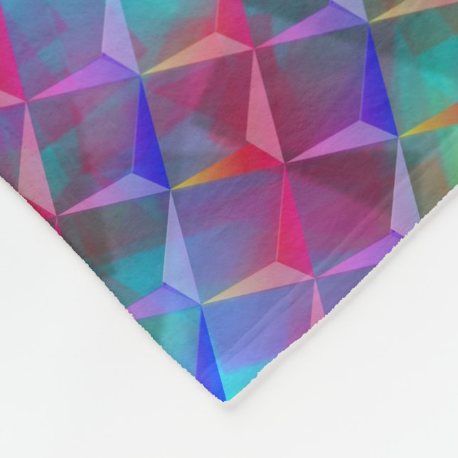 Manta Polar Lílago azulado manchado y triángulos 3D o rosa (Esquina)