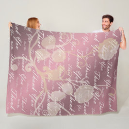 Manta Polar Lílago, rosa, oro, plata, gracias + tú, flores,