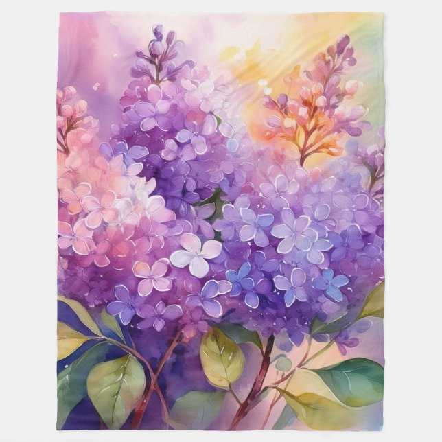 Manta Polar Lilas en Acuarela (Anverso)