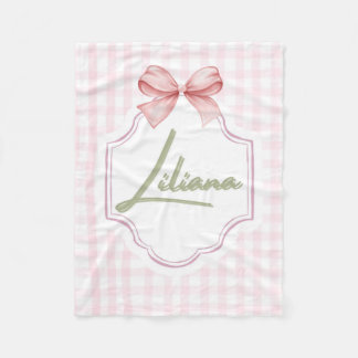 Manta Polar Liliana Baby Nursery Personalizado Bow&Gingham