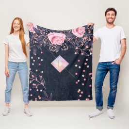 Manta Polar Lilibet Monograma Navy Rosegold Regalos Princesas 