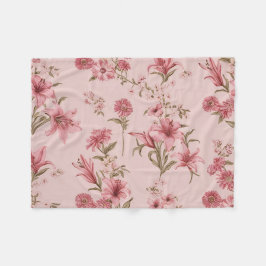 Manta Polar Lilios Florales Vintage Rosa Cottagecore