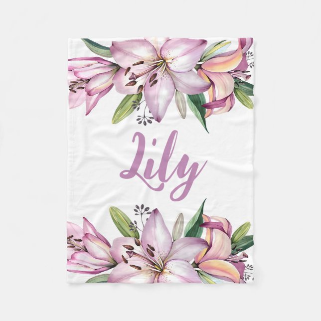 Manta Polar Lily Baby Blanket, Lily Floral, Lily Nursery, Baby (Anverso)