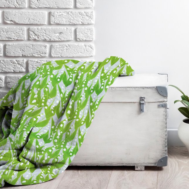 Manta Polar Lily del Patrón Floral del Valle (Lily of the Valley Patterned Fleece Blanket)