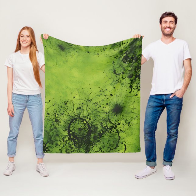 Manta Polar Lima Verde Grunge con Acentos Negros (In situ)